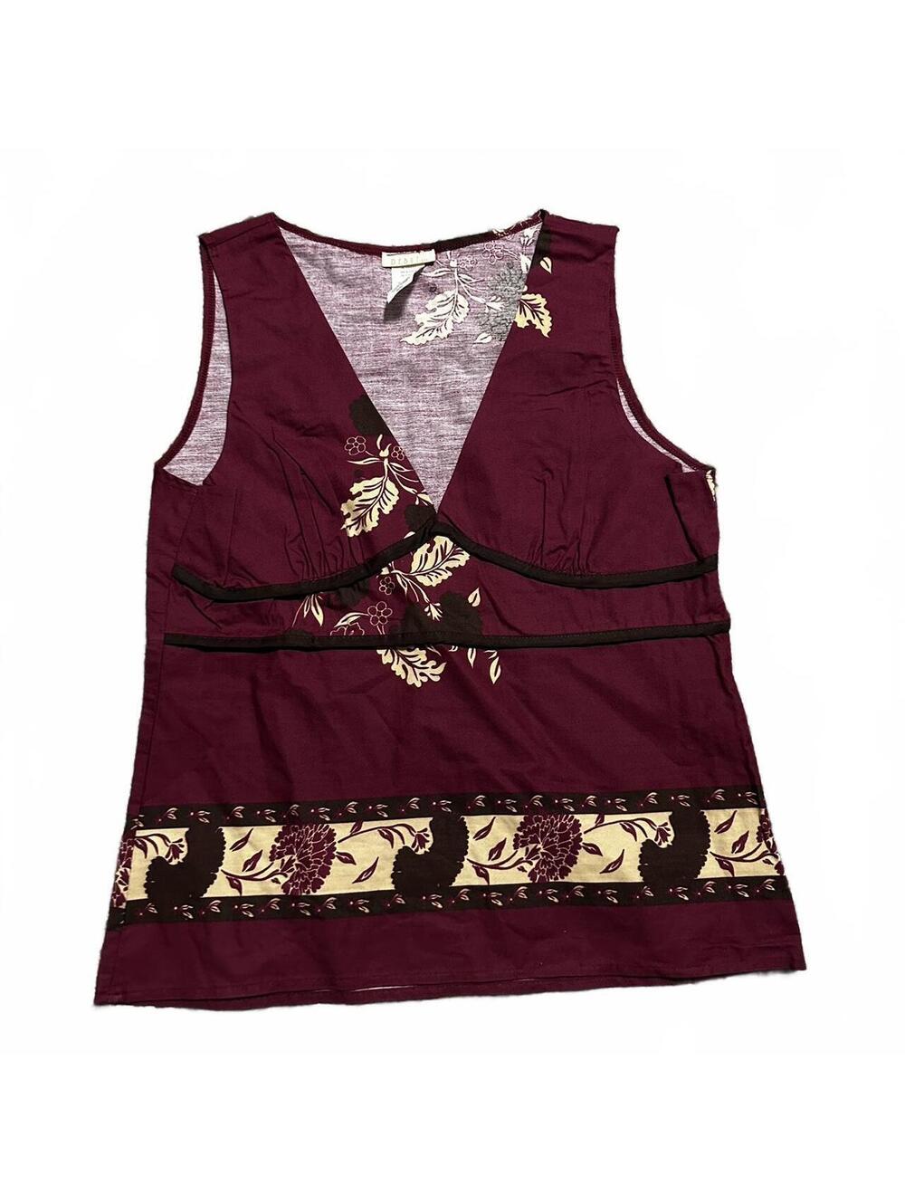 Y2K Debut Brand Maroon Fitted Babydoll Sleeveless Blouse Size M